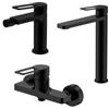 DEGHI Set miscelatore lavabo alto e bidet con esterno doccia nero opaco - Ketra