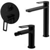 DEGHI Set miscelatore lavabo alto e bidet con incasso doccia con deviatore nero opaco - Ketra