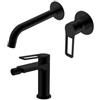 DEGHI Set miscelatore lavabo a muro canna 20 cm e bidet nero opaco - Ketra