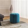 DEGHI Pouf contenitore 45x40h cm in velluto blu petrolio a forma di fiore - Softer