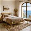 DEGHI Tappeto da esterno o interno 150x200 cm in tessuto idrorepellente a quadri beige - Rupert