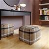 DEGHI Pouf imbottito 45x45 cm in tessuto idrorepellente a quadri cappuccino - Rupert