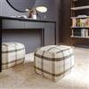DEGHI Pouf imbottito 45x45 cm in tessuto idrorepellente a quadri bianco - Rupert