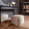 DEGHI Pouf imbottito 45x45 cm in tessuto idrorepellente a spina di pesce beige - Rupert