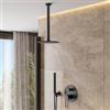 DEGHI Set incasso doccia con deviatore e doccino con braccio doccia 32 cm e soffione 20 cm nero opaco - Ketra