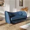DEGHI Divano 2 posti in velluto blu scuro con gambe champagne - Reef