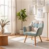 DEGHI Poltrona scandinava in tessuto patchwork multicolor celeste con schienale avvolgente - Copenaghen