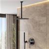 DEGHI Set incasso doccia con deviatore e doccino con braccio doccia 32 cm e soffione 40 cm nero opaco - Ketra