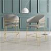 DEGHI Set 2 sgabelli in similpelle grigio chiaro con gambe oro - Anette