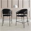 DEGHI Set 2 sgabelli in similpelle nero con gambe nere - Anette