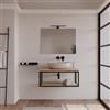 DEGHI Mobile bagno sospeso portalavabo 90 cm nero e rovere con top - Axis