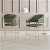 DEGHI Set 2 sgabelli in similpelle verde scuro con gambe oro - Anette