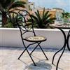 DEGHI Sedia da giardino in metallo seduta con decorazione beige - Otranto