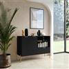 DEGHI Madia 125x86h cm con 2 ante e 1 cassetto nero opaco cannettato e gambe oro - Gwyneth