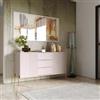 DEGHI Madia 155x86h cm con 2 ante battenti e 3 cassetti cashmere opaco cannettato e gambe oro - Gwyneth