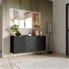 DEGHI Madia 155x86h cm con 2 ante battenti e 3 cassetti nero opaco cannettato e gambe oro - Gwyneth