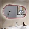 DEGHI Specchio da bagno 3 led 55X100 cm luce perimetrale retroilluminato con antiappannante e ingranditore rosa corallo - Pulli