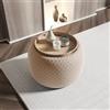 DEGHI Pouf contenitore 56 cm con vassoio in velluto crema - Gildas