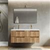 DEGHI Mobile bagno sospeso 120 cm rovere acero cannettato con lavabo doppia vasca in resina - Konai plus