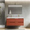 DEGHI Mobile bagno sospeso 120 cm terracotta cannettato con lavabo doppia vasca in ceramica - Konai plus