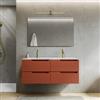 DEGHI Mobile bagno sospeso 120 cm terracotta cannettato con lavabo doppia vasca - Konai plus