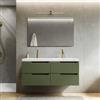 DEGHI Mobile bagno sospeso 120 cm verde nordico cannettato con lavabo doppia vasca in resina - Konai plus