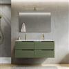 DEGHI Mobile bagno sospeso 120 cm verde nordico cannettato con lavabo doppia vasca - Konai plus