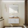 DEGHI Mobile bagno sospeso 80 cm bianco opaco cannettato con top rovere gold - Konai
