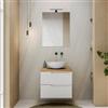 DEGHI Mobile bagno sospeso 60 cm bianco opaco cannettato con top rovere gold - Konai plus