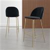 DEGHI Set 2 sgabelli in velluto nero con gambe oro - Melt