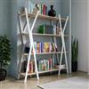 DEGHI Libreria 140x160h cm bianco e rovere con struttura incrociata - Oisin