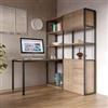 DEGHI Scrivania 143x150 cm effetto noce ritz e metallo nero con libreria integrata h184 cm - Apta
