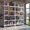 DEGHI Libreria 180x200h cm con ripiani in legno bianco e struttura a V in metallo - Apta