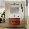 DEGHI Mobile bagno sospeso 80 cm terracotta cannettato con lavabo in resina - Konai plus