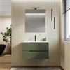 DEGHI Mobile bagno sospeso 80 cm verde nordico cannettato con lavabo - Konai plus