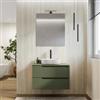 DEGHI Mobile bagno sospeso 80 cm verde nordico cannettato con top - Konai plus