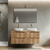 DEGHI Mobile bagno sospeso 120 cm 4 cassetti rovere acero cannettato con top - Konai plus