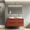 DEGHI Mobile bagno sospeso 120 cm 4 cassetti terracotta cannettato con top - Konai plus