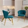 DEGHI Set 2 sedie in velluto blu cobalto con gambe in metallo oro - Halima