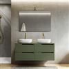 DEGHI Mobile bagno sospeso 120 cm 4 cassetti verde nordico cannettato con top - Konai plus