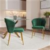DEGHI Set 2 sedie velluto verde bosco con gambe in metallo oro - Halima