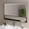 DEGHI Specchio led 80x120 cm luce fredda con mensola e accensione touch nero - Safir