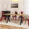 DEGHI Tavolo 180x90 cm top in legno rovere chiaro e gambe a X in metallo nero - Swan