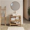DEGHI Mobile bagno a terra sottolavabo 80 cm con doppio ripiano in legno di acacia - Palmas