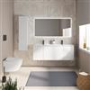 DEGHI Mobile bagno sospeso 140 cm bianco opaco con lavabo doppia vasca - Cuki