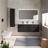 DEGHI Mobile bagno sospeso 140 cm nero opaco con lavabo doppia vasca - Cuki