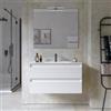 DEGHI Mobile bagno sospeso 80 cm 2 cassetti bianco opaco cannettato con lavabo - Morea