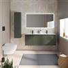 DEGHI Mobile bagno sospeso 140 cm verde cemento con lavabo doppia vasca - Cuki