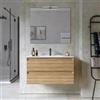 DEGHI Mobile bagno sospeso 80 cm 2 cassetti rovere acero cannettato con lavabo - Morea