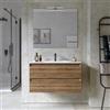 DEGHI Mobile bagno sospeso 80 cm 2 cassetti rovere america cannettato con lavabo - Morea